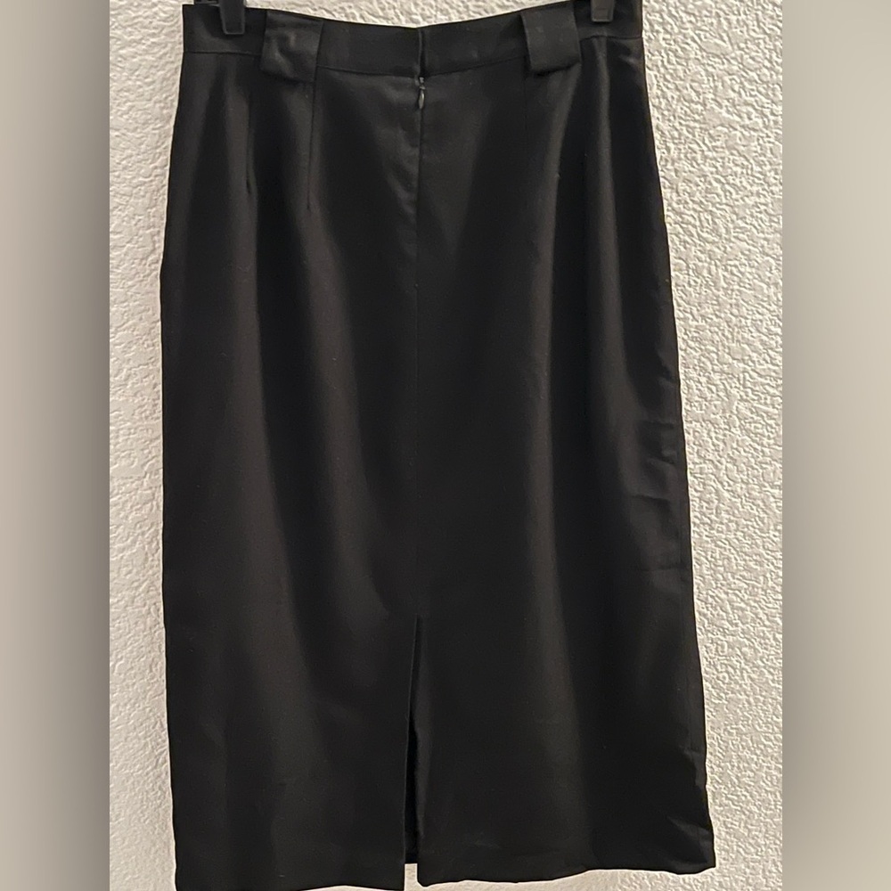 Talbots Linen Wool Blend Midi Black Skirt Size 12 - Picture 4 of 6